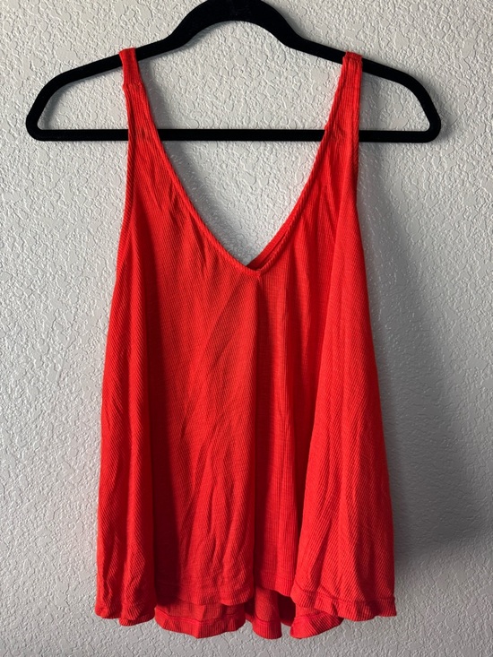 Free People Intimately FP Coral Orange Ribbed Swing Tank Top M - Picture 3 of 7